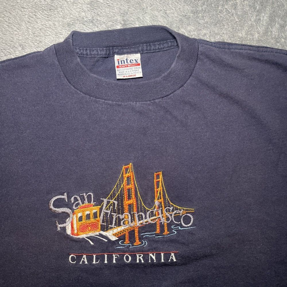 Vintage Embroidered San Francisco California Cotton Short Sleeve Shirt Men's XL